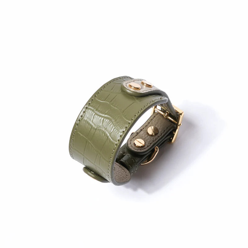 Emerald Leather Dog Collar