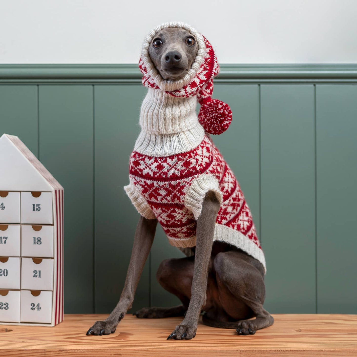 Snowflake Red Alpaca Dog Sweater
