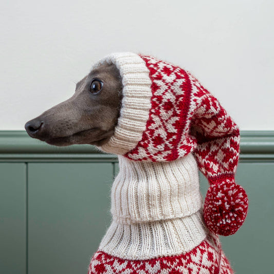 Snowflake Red Alpaca Dog Hat