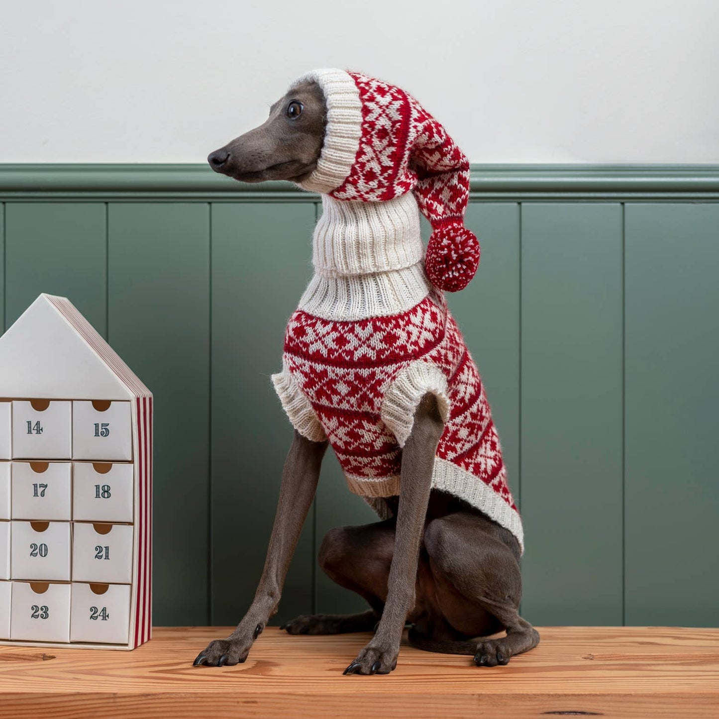 Snowflake Red Alpaca Dog Sweater