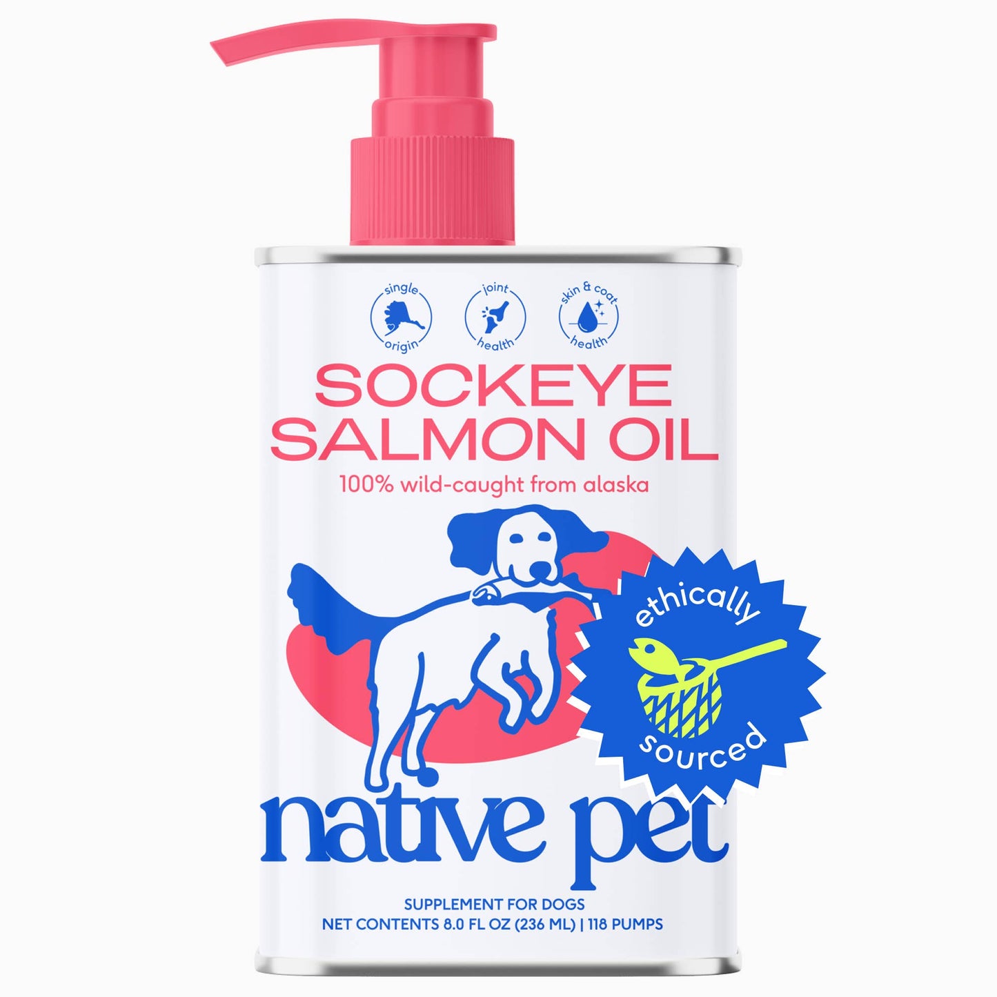 Wild-Caught Alaskan Sockeye Salmon Oil, Skin & Coat Health