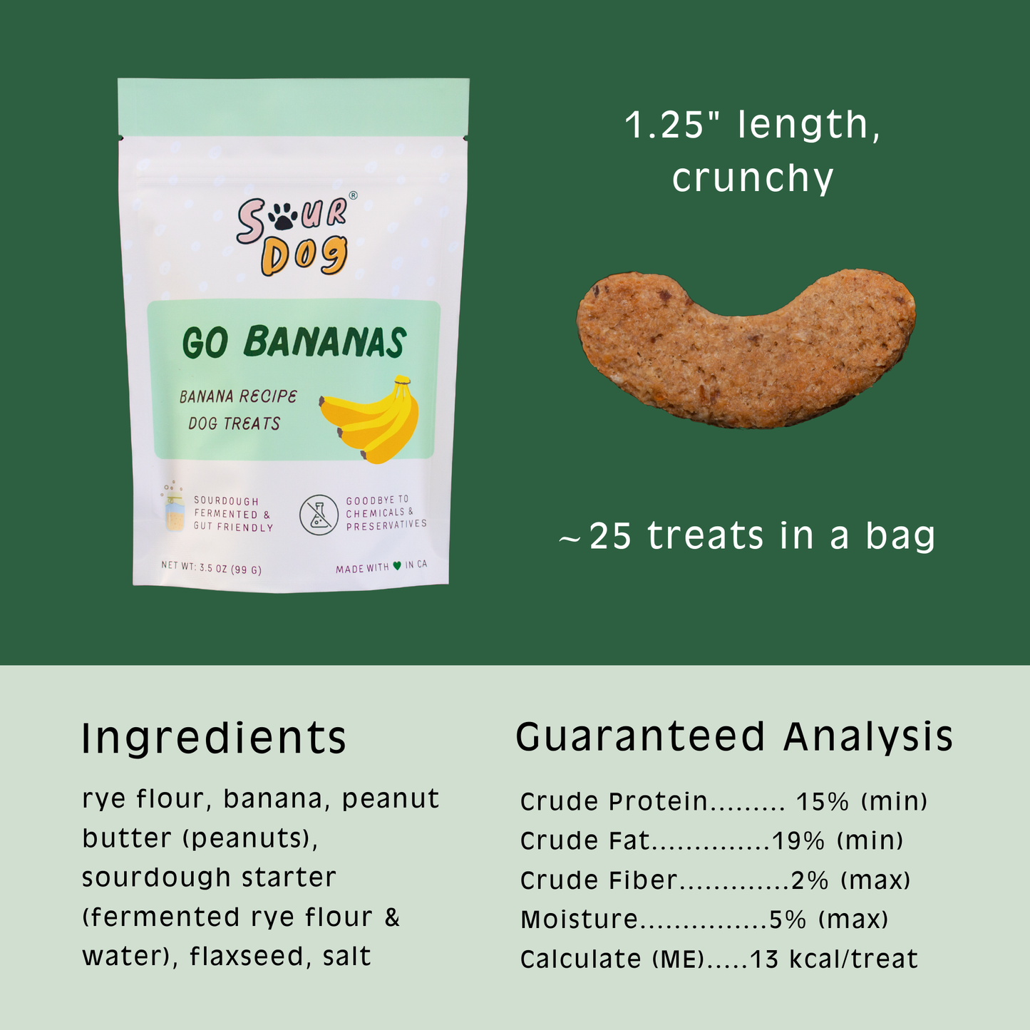 Banana Sourdough Dog Treats - Gut Friendly | 3.5 oz