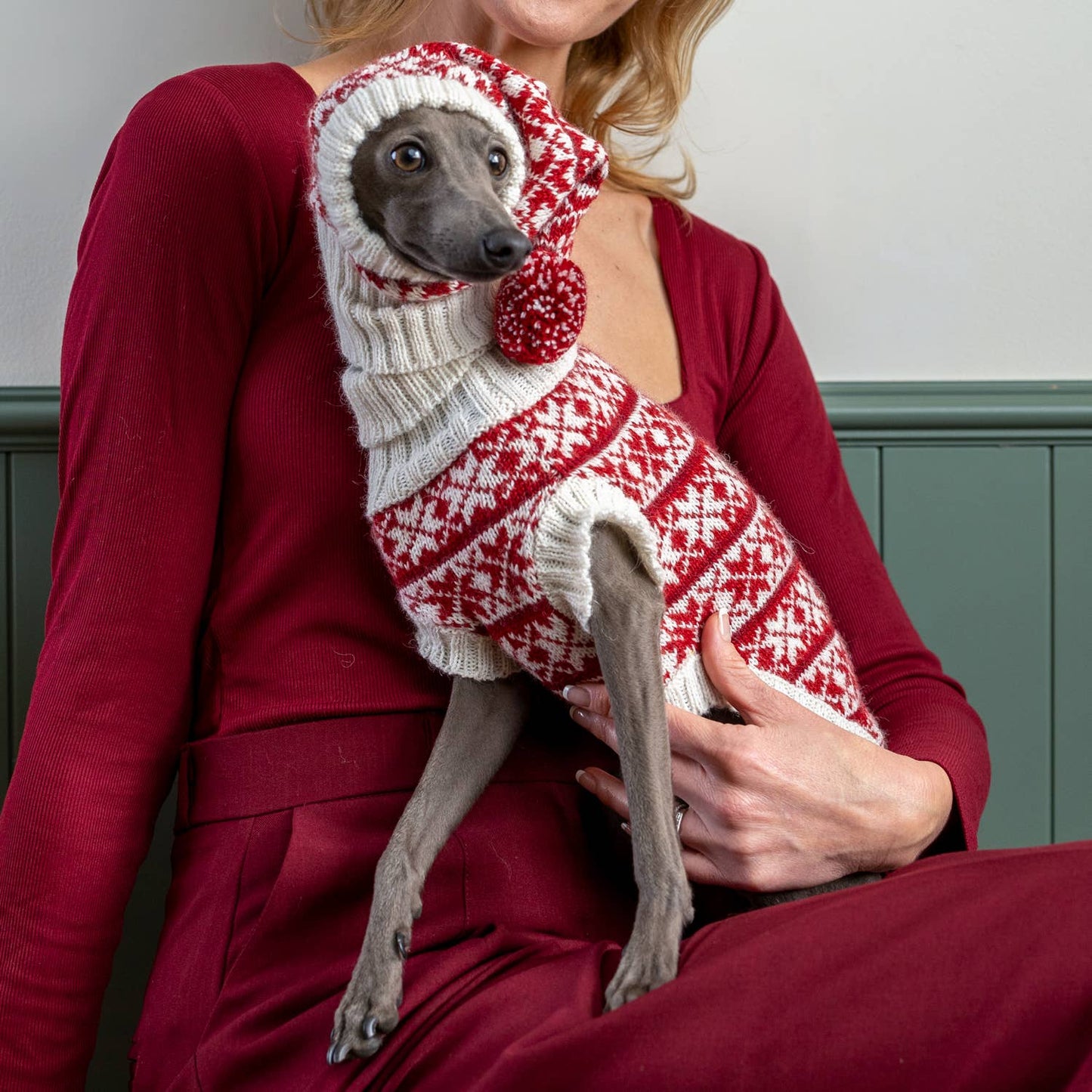 Snowflake Red Alpaca Dog Sweater