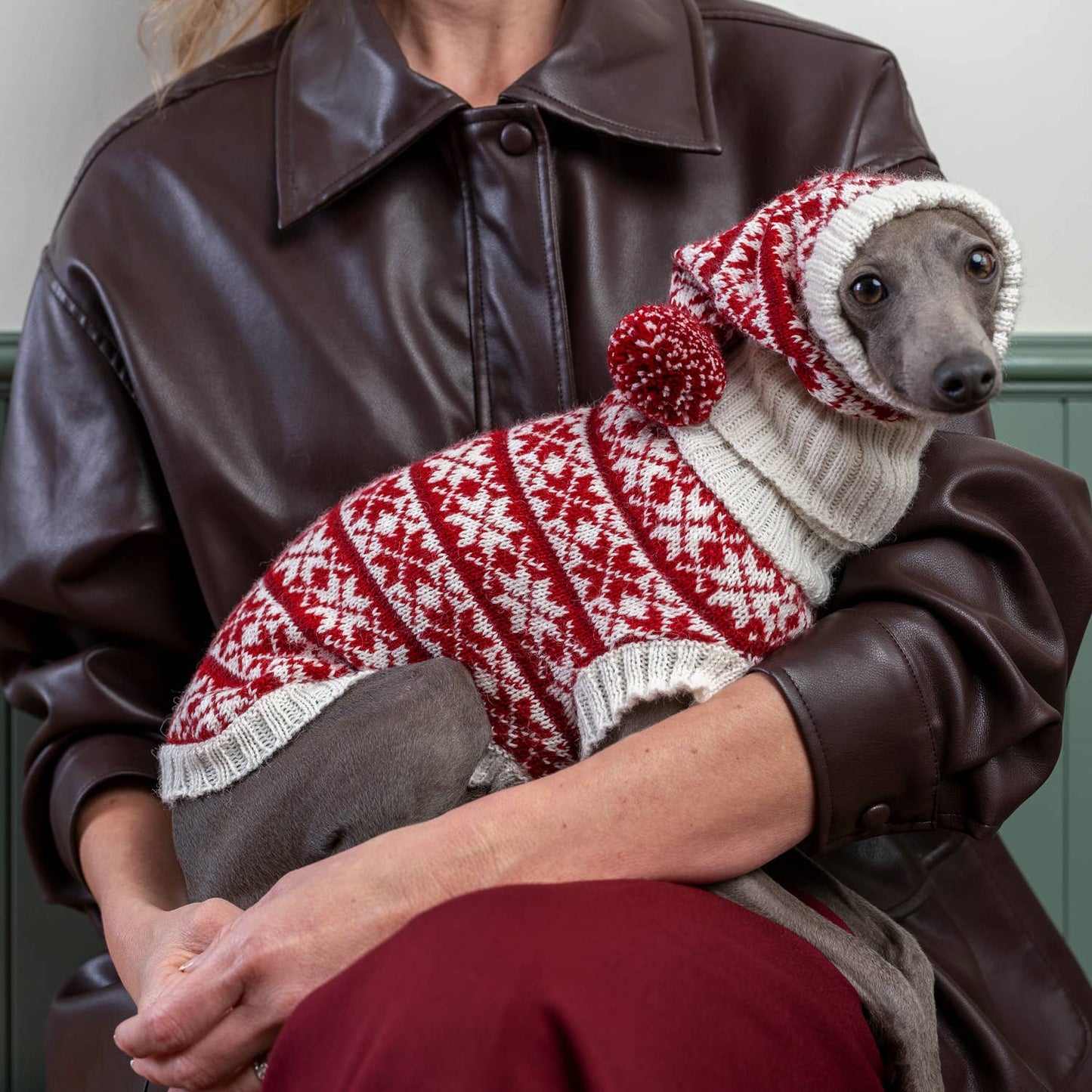Snowflake Red Alpaca Dog Sweater