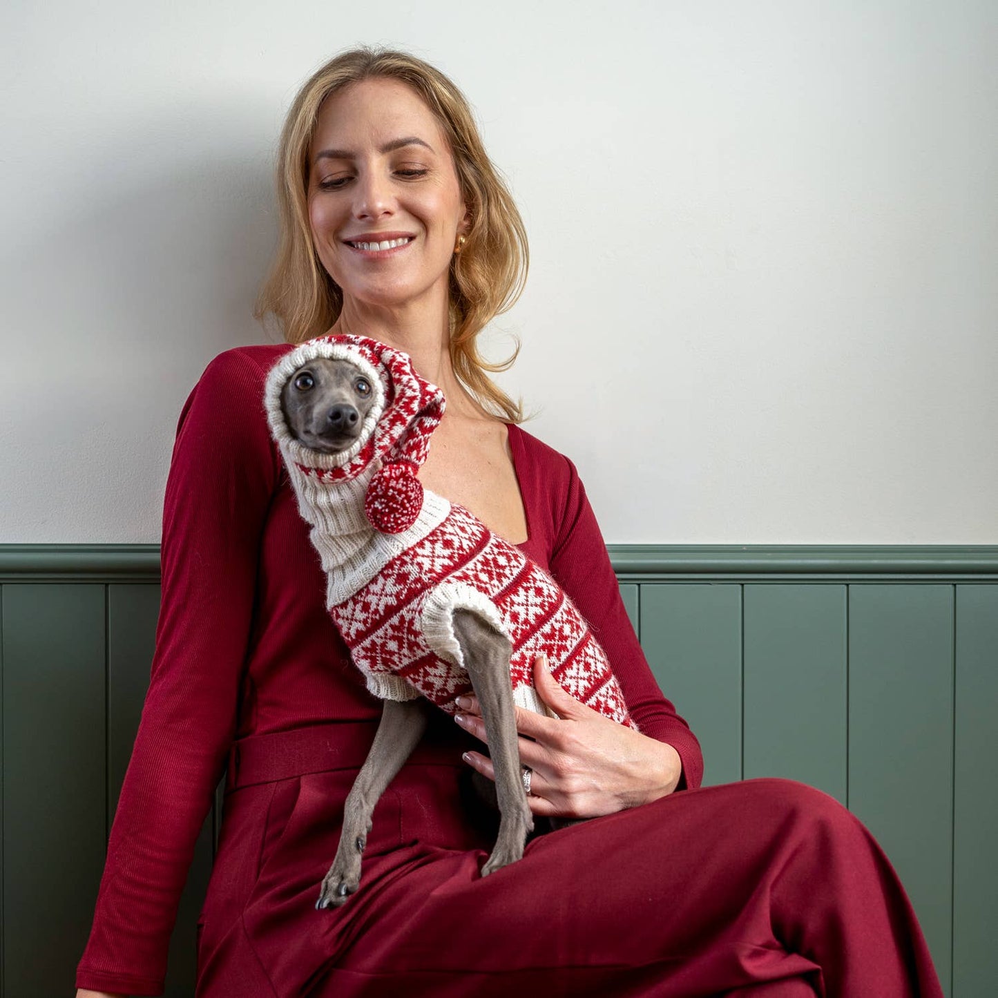 Snowflake Red Alpaca Dog Sweater