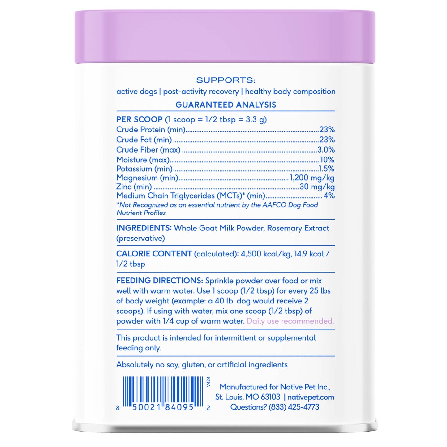 Goat Milk Powder Recovery & Energy Support for Active Dogs
