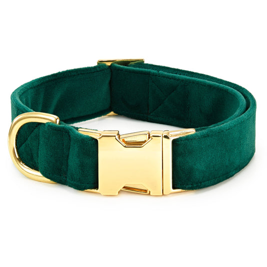 Forest Green Velvet Holiday Dog Collar